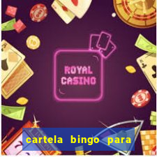 cartela bingo para cha de cozinha imprimir gratis